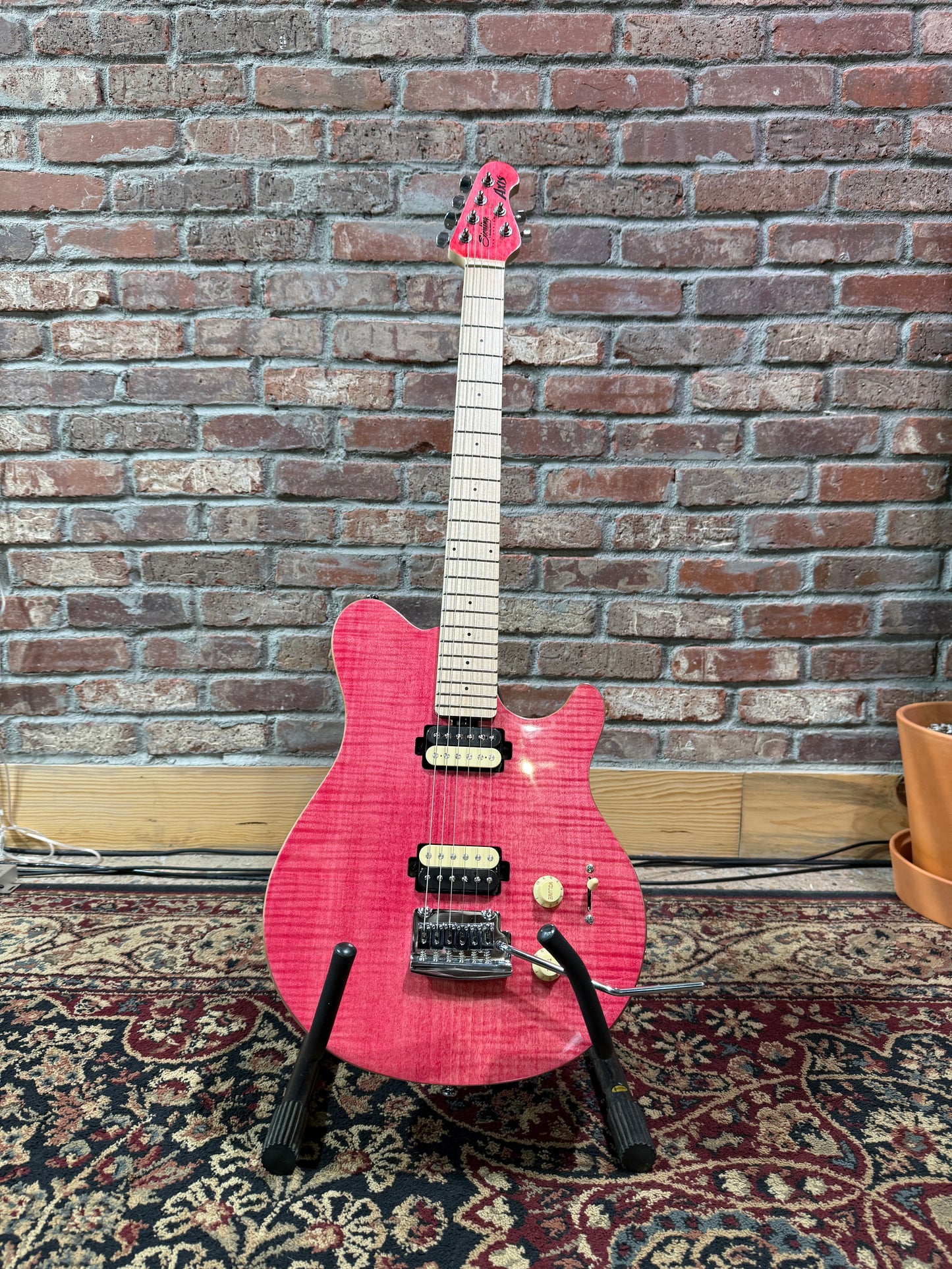 Sterling by Music Man Axis Flame Maple Electric Guitar - Satin Pink
