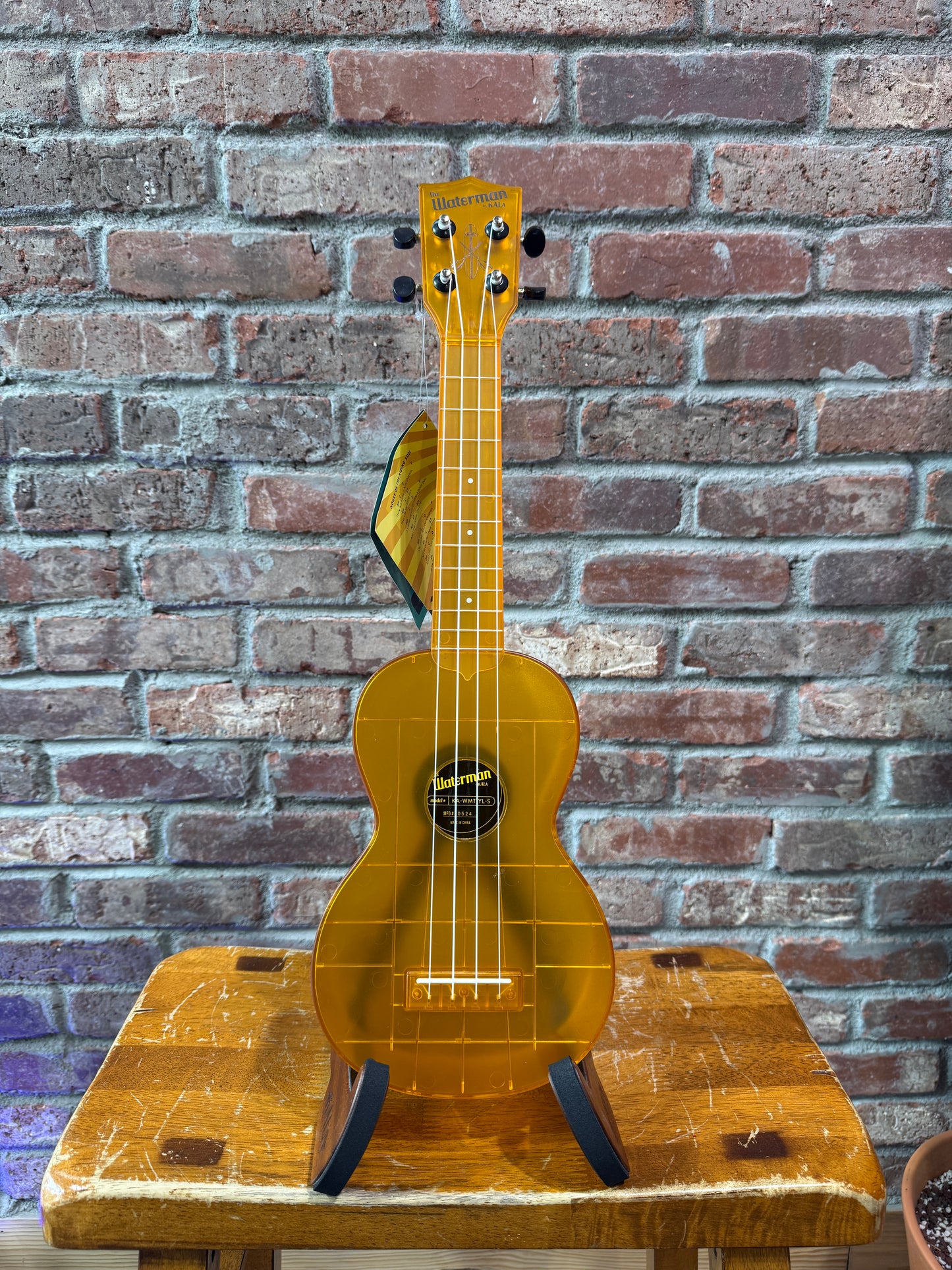 Kala Waterman Transparent Soprano Ukulele - Amber Yellow